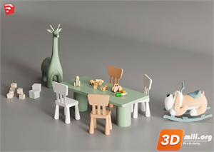 Kid's table and chairs Skp Files 